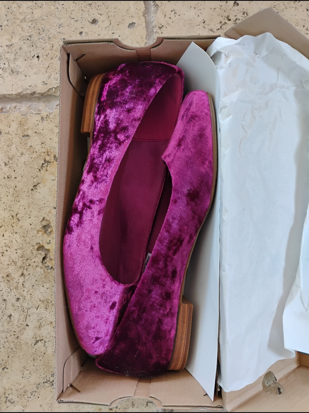 Toms Velvet Ballet Flats in Berry Magenta